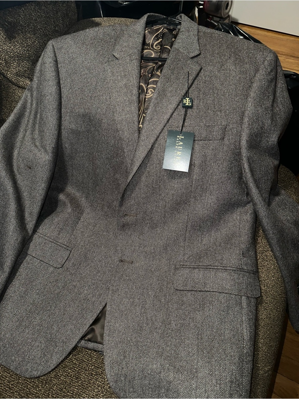 Lauren Ralph Lauren Men’s Charcoal Herringbone Sport Coat